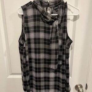 Torrid Women's Short Sleeve Top Black & White Cowl Neck Ties in Front Size 0